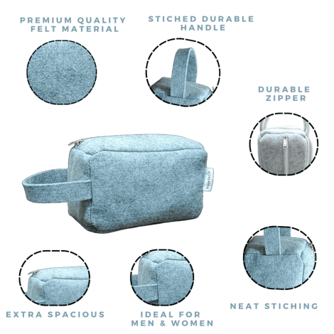 HAPPY EARTH Travel Toiletry Kit Recycled Felt Organizer for Men Women, Shaving Kit Organizer, Make Up/Cosmetic Pouch, Dopp kit, Stationary, and Gadget Pouch (Grey) HAPPY EARTH Travel Toiletry Kit Recycled Felt Organizer for Men Women, Shaving Kit Organizer, Make Up/Cosmetic Pouch, Dopp kit, Stationary, and Gadget Pouch (Grey)
