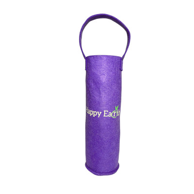 HAPPY EARTH Round Shaped Felt Wine/Water Bottle Bag | Bottle Carry Bags | 1 LTR | Reusable Bottle Bag with Handle | Office Bottle Bag | Wine Bottle Bag | Travel Bottle Bag | Purple