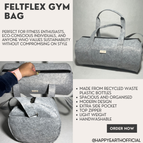Happy Earth Felt Flex Gym Bag with Shoulder Strap for Men and Women | Spacious, Durable, Lightweight, Multi-Pocket Design for Gym, Travel, and Everyday Use Bag