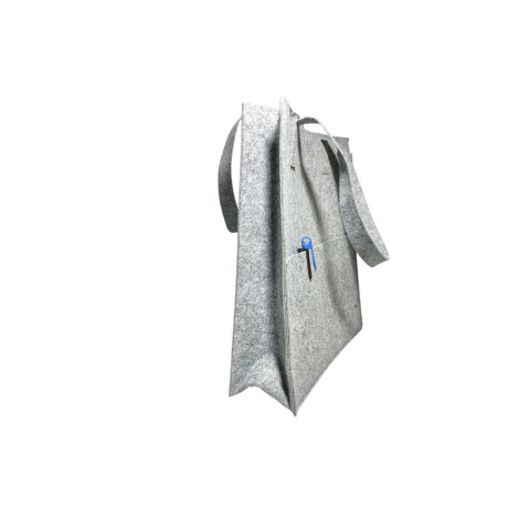 Happy Earth Eco Carry Felt Tote Bag, Shopping Shoulder Handbag with two Outer Pockets For Women & Men Bag | 14"x14" Grey