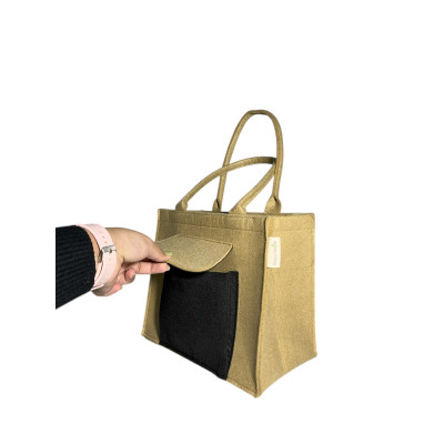 HAPPY EARTH Eco- Tiffin Box Bag Lunch Box Bags Storage Bag for Office School with Handle Food Storage Travel Friendly Standard Size Basket Bag (Beige Colour)