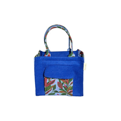 HAPPY EARTH Eco- Tiffin Box Bag Lunch Box Bags Storage Bag for Office School with Handle Food Storage Travel Friendly Standard Size Basket Bag (Blue Colour)