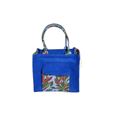 HAPPY EARTH Eco- Tiffin Box Bag Lunch Box Bags Storage Bag for Office School with Handle Food Storage Travel Friendly Standard Size Basket Bag (Blue Colour)