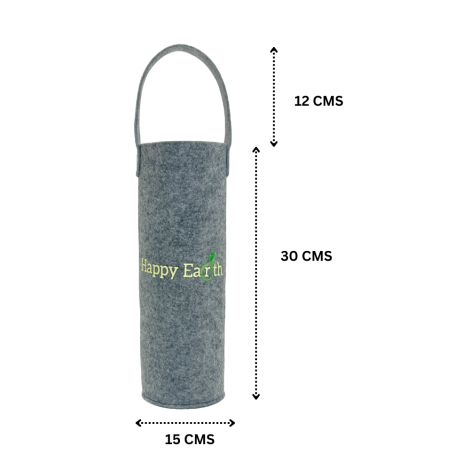HAPPY EARTH Round Shaped Felt Wine/Water Bottle Bag | Bottle Carry Bags | 1 LTR | Reusable Bottle Bag with Handle | Office Bottle Bag | Wine Bottle Bag | Travel Bottle Bag | Light Grey HAPPY EARTH Round Shaped Felt Wine/Water Bottle Bag | Bottle Carry Bags | 1 LTR | Reusable Bottle Bag with Handle | Office Bottle Bag | Wine Bottle Bag | Travel Bottle Bag | Light Grey