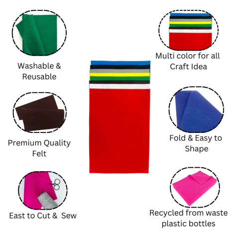 HAPPY EARTH Felt Sheets A4 Size – Set of 8 Multicolor Squares (30cm x 21cm) – Perfect for DIY Projects, Art, and Craft Activities, Creative Crafting Fun HAPPY EARTH Felt Sheets A4 Size – Set of 8 Multicolor Squares (30cm x 21cm) – Perfect for DIY Projects, Art, and Craft Activities, Creative Crafting Fun